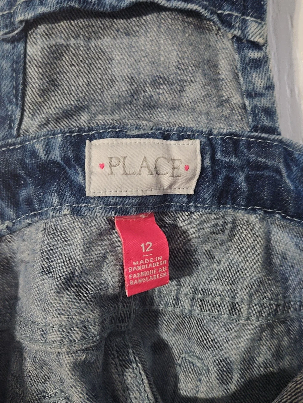 The Children's Place Blue Tie-Dye Denim Short Overalls Size 12